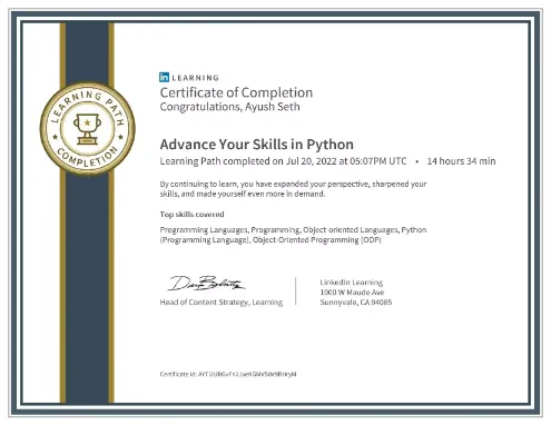 Advanced programming with Python.