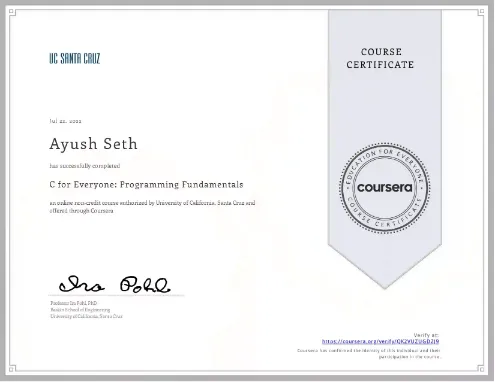 C Programming by University of California, Santa Cruz.