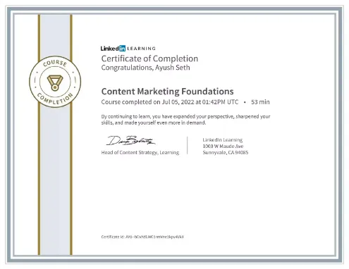 Completed a course in Content Marketing Foundations.
