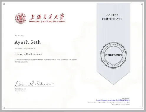Discrete Mathematics from Shanghai Jiao Tong University.
