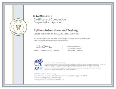 Automation and Testing with Selenium.