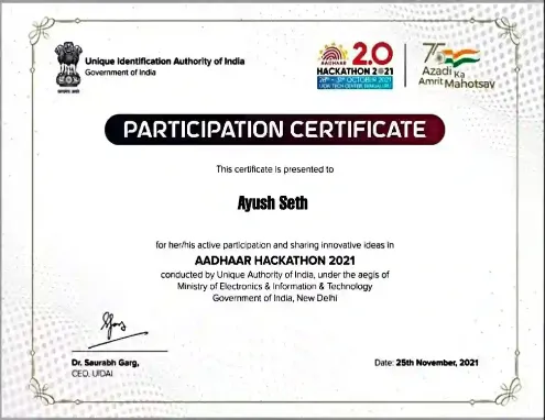Shortlisted Top 15 in UIDAI Hackathon 2021.