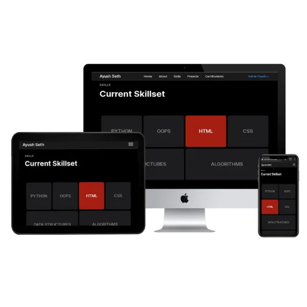 responsive images of ayush seth Website